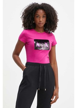 Armani Exchange t-shirt bawełniany damski kolor różowy 8NYTDL YJ73Z ze sklepu ANSWEAR.com w kategorii Bluzki damskie - zdjęcie 174281621