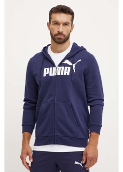 Puma bluza męska kolor granatowy z kapturem z nadrukiem ze sklepu ANSWEAR.com w kategorii Bluzy męskie - zdjęcie 174281734