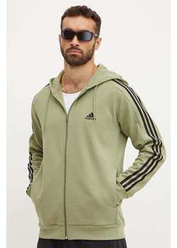 adidas bluza Essentials męska kolor zielony z kapturem z aplikacją JE0341 ze sklepu ANSWEAR.com w kategorii Bluzy męskie - zdjęcie 174282051