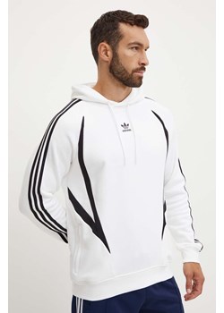 adidas Originals bluza bawełniana męska kolor biały z kapturem wzorzysta IZ4829 ze sklepu ANSWEAR.com w kategorii Bluzy męskie - zdjęcie 174282142