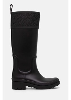 Tommy Hilfiger kalosze RUBBER LONG BOOT MONOGRAM damskie kolor czarny FW0FW08161 ze sklepu ANSWEAR.com w kategorii Kalosze damskie - zdjęcie 174282944