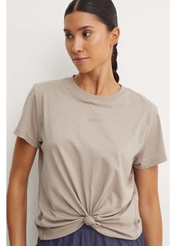 Dkny t-shirt bawełniany damski kolor brązowy DP4T9994 ze sklepu ANSWEAR.com w kategorii Bluzki damskie - zdjęcie 174284460