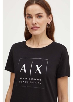 Armani Exchange t-shirt bawełniany damski kolor czarny XW000063 AF10359 ze sklepu ANSWEAR.com w kategorii Bluzki damskie - zdjęcie 174284512