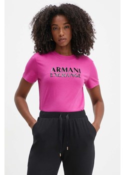 Armani Exchange t-shirt bawełniany damski kolor różowy XW000060 AF10354 ze sklepu ANSWEAR.com w kategorii Bluzki damskie - zdjęcie 174284522