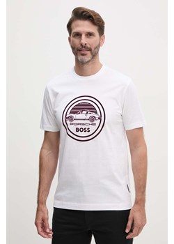 BOSS t-shirt bawełniany x Porsche męski kolor biały z aplikacją 50522795 ze sklepu ANSWEAR.com w kategorii T-shirty męskie - zdjęcie 174284694