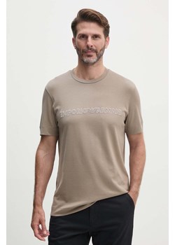 Emporio Armani t-shirt bawełniany męski kolor brązowy z aplikacją 6D1T98 1JOCZ ze sklepu ANSWEAR.com w kategorii T-shirty męskie - zdjęcie 174284710