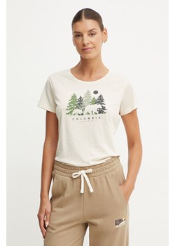 Columbia t-shirt damski kolor beżowy ze sklepu ANSWEAR.com w kategorii Bluzki damskie - zdjęcie 174284950