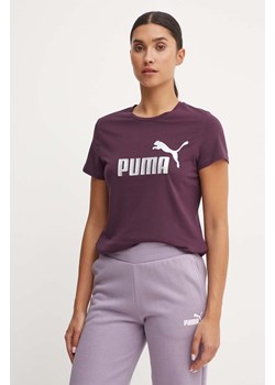 Puma t-shirt bawełniany kolor fioletowy ze sklepu ANSWEAR.com w kategorii Bluzki damskie - zdjęcie 174284973