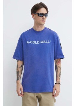 A-COLD-WALL* t-shirt bawełniany Overdye Logo T-Shirt męski kolor niebieski z nadrukiem ACWMTS186 ze sklepu ANSWEAR.com w kategorii T-shirty męskie - zdjęcie 174285281
