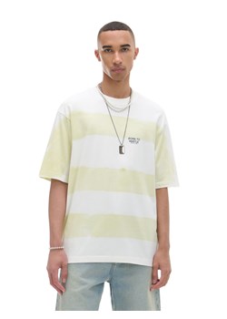 Cropp - Koszulka w paski z napisami - zielony ze sklepu Cropp w kategorii T-shirty męskie - zdjęcie 174289813