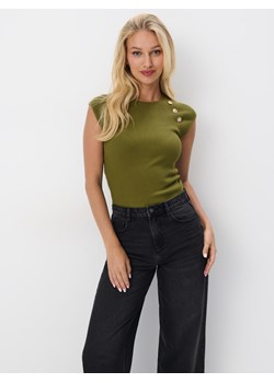 Mohito - Zielona bluzka z krótkim rękawem - khaki ze sklepu Mohito w kategorii Bluzki damskie - zdjęcie 174292431