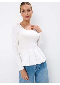 Mohito - Bawełniana biała bluzka z długim rękawem - biały ze sklepu Mohito w kategorii Bluzki damskie - zdjęcie 174292660