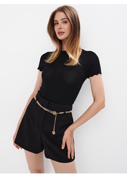 Mohito - Dzianinowa czarna bluzka - czarny ze sklepu Mohito w kategorii Bluzki damskie - zdjęcie 174293000