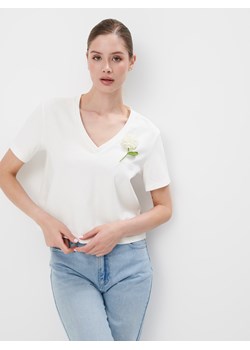 Mohito - Bawełniany t-shirt - biały ze sklepu Mohito w kategorii Bluzki damskie - zdjęcie 174293361