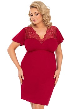 Elegancka koszula nocna plus size w kolorze bordowym Doris, Kolor bordowy, Rozmiar 3XL, Donna ze sklepu Intymna w kategorii Koszule nocne - zdjęcie 174301764