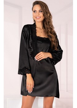 Komplet 3-częściowy szlafrok koszulka stringi Jacqueline Black LC 90249, Kolor czarny, Rozmiar S/M, LivCo Corsetti Fashion ze sklepu Intymna w kategorii Komplety bielizny damskiej - zdjęcie 174313293