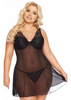 Czarna koszulka babydoll plus size Berta, Kolor czarny, Rozmiar XL, SoftLine Collection ze sklepu Intymna w kategorii Koszule nocne - zdjęcie 174323051