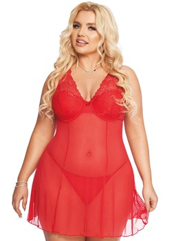 Czerwona koszulka babydoll plus size Berta, Kolor czerwony, Rozmiar XL, SoftLine Collection ze sklepu Intymna w kategorii Koszule nocne - zdjęcie 174323052