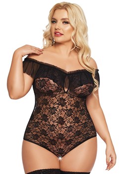 Czarne koronkowe body plus size Kamila, Kolor czarny, Rozmiar XL, SoftLine Collection ze sklepu Intymna w kategorii Body damskie - zdjęcie 174323092