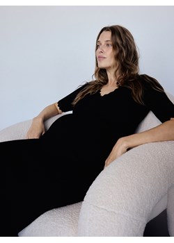 Reserved - Dzianinowa sukienka z dekoracyjnym wykończeniem - czarny ze sklepu Reserved w kategorii Sukienki - zdjęcie 174328980