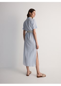 Reserved - Koszulowa sukienka midi z wiskozą - jasnoniebieski ze sklepu Reserved w kategorii Sukienki - zdjęcie 174329251