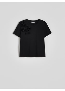 Reserved - T-shirt z aplikacją - czarny ze sklepu Reserved w kategorii Bluzki damskie - zdjęcie 174329362