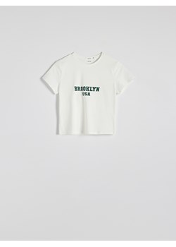 Reserved - T-shirt z nadrukiem - biały ze sklepu Reserved w kategorii Bluzki damskie - zdjęcie 174329370