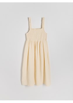 Reserved - Muślinowa sukienka mini na ramiączkach - kremowy ze sklepu Reserved w kategorii Sukienki - zdjęcie 174329631