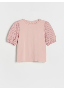 Reserved - Bluzka z ażurowymi rękawami - brudny róż ze sklepu Reserved w kategorii Bluzki dziewczęce - zdjęcie 174329722