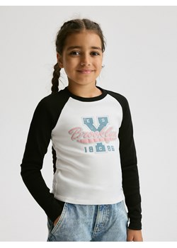 Reserved - Bawełniana bluzka z nadrukiem - czarny ze sklepu Reserved w kategorii Bluzki dziewczęce - zdjęcie 174329740