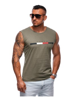 Bokserka męska z nadrukiem 1955S - khaki ze sklepu Edoti w kategorii T-shirty męskie - zdjęcie 174344694