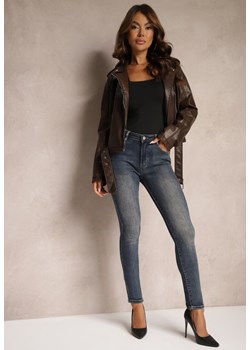 Granatowe Skinny Jeansy z Bawełny High Waist Navittha ze sklepu Renee odzież w kategorii Jeansy damskie - zdjęcie 174358961