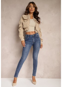 Granatowe Jeansy z Bawełny o Klasycznym Kroju Slim Nevias ze sklepu Renee odzież w kategorii Jeansy damskie - zdjęcie 174358981
