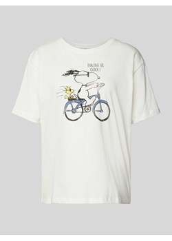 T-shirt z prążkowanym okrągłym dekoltem ze sklepu Peek&Cloppenburg  w kategorii Bluzki damskie - zdjęcie 174371314