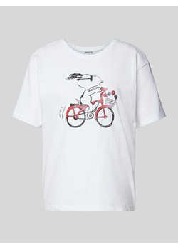 T-shirt z prążkowanym okrągłym dekoltem ze sklepu Peek&Cloppenburg  w kategorii Bluzki damskie - zdjęcie 174373113