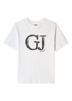 Damski t-shirt z nadrukiem Guess Sara - biały ze sklepu Sportstylestory.com w kategorii Bluzki damskie - zdjęcie 174388630