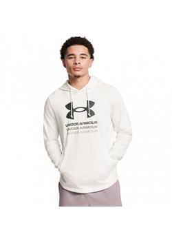 Męska bluza dresowa nierozpinana z kapturem Under Armour UA Rival Terry Graphic Hood - biała ze sklepu Sportstylestory.com w kategorii Bluzy męskie - zdjęcie 174388650