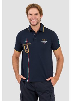 AERONAUTICA MILLITARE Granatowa koszulka polo Tricolor trails embroidered, Wybierz rozmiar XXL ze sklepu outfit.pl w kategorii T-shirty męskie - zdjęcie 174421504