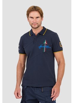 AERONAUTICA MILLITARE Granatowa koszulka polo Sleeve, Wybierz rozmiar XXL ze sklepu outfit.pl w kategorii T-shirty męskie - zdjęcie 174421511