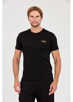 EA7 Czarny t-shirt ze złotym logo, Wybierz rozmiar 3XL ze sklepu outfit.pl w kategorii T-shirty męskie - zdjęcie 174421602