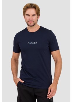GUESS Granatowy t-shirt z haftowanym logo, Wybierz rozmiar XXL ze sklepu outfit.pl w kategorii T-shirty męskie - zdjęcie 174421712