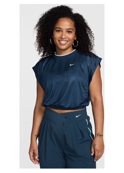 Damska żakardowa koszulka z krótkim rękawem Dri-FIT Nike Sportswear Collection - Niebieski ze sklepu Nike poland w kategorii Bluzki damskie - zdjęcie 174506090