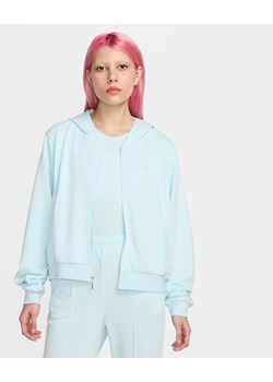 Damska luźna bluza z dzianiny dresowej z kapturem i zamkiem na całej długości Nike Sportswear Chill Terry - Niebieski ze sklepu Nike poland w kategorii Bluzy damskie - zdjęcie 174506180