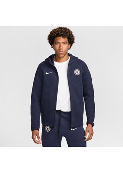 Męska piłkarska bluza z kapturem i zamkiem na całej długości Nike Chelsea F.C. Tech Fleece Windrunner - Niebieski ze sklepu Nike poland w kategorii Bluzy męskie - zdjęcie 174506230