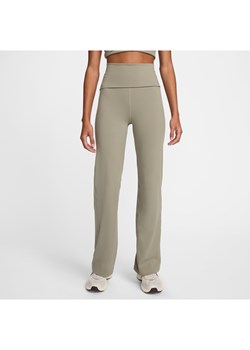 Damskie wywijane spodnie z wysokim stanem Dri-FIT Nike One - Zieleń ze sklepu Nike poland w kategorii Spodnie damskie - zdjęcie 174506252