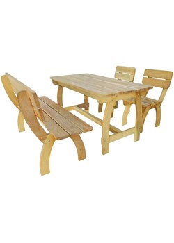 Zestaw drewnianych mebli ogrodowych Hakodi 2X - brązowy ze sklepu Edinos.pl w kategorii Zestawy mebli ogrodowych - zdjęcie 174508400