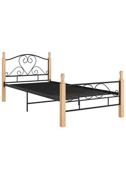 Metalowe Łóżko Czarny Jednoosobowe + Jasny Dąb 90X200 Cm E6-T56 ze sklepu Edinos.pl w kategorii Łóżka i materace - zdjęcie 174508653