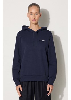 A.P.C. bluza bawełniana Hoodie Item F damska kolor granatowy z kapturem gładka COEAS.F27674-PECHE ze sklepu PRM w kategorii Bluzy damskie - zdjęcie 174537293