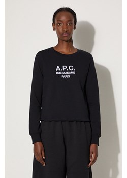 A.P.C. bluza bawełniana Sweat Tina damska kolor czarny z aplikacją COEZD.F27561-MARINE ze sklepu PRM w kategorii Bluzy damskie - zdjęcie 174537301