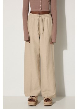 A.P.C. spodnie lniane kolor beżowy proste medium waist LIAEO.F08426-BEIGE ze sklepu PRM w kategorii Spodnie damskie - zdjęcie 174537404